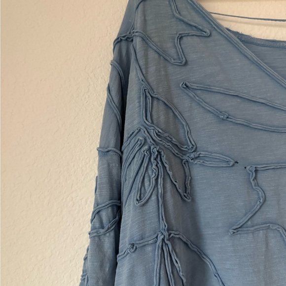 Free People We The Free Blooming Tee Top Dropped Shoulders Blue High - Picture 9 of 14